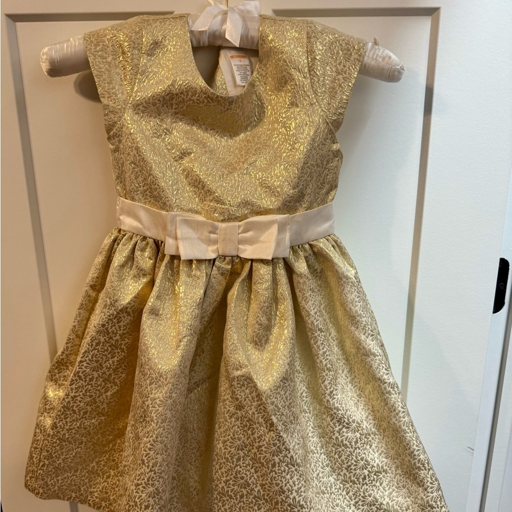 Gold Shimmer Dress with Bow